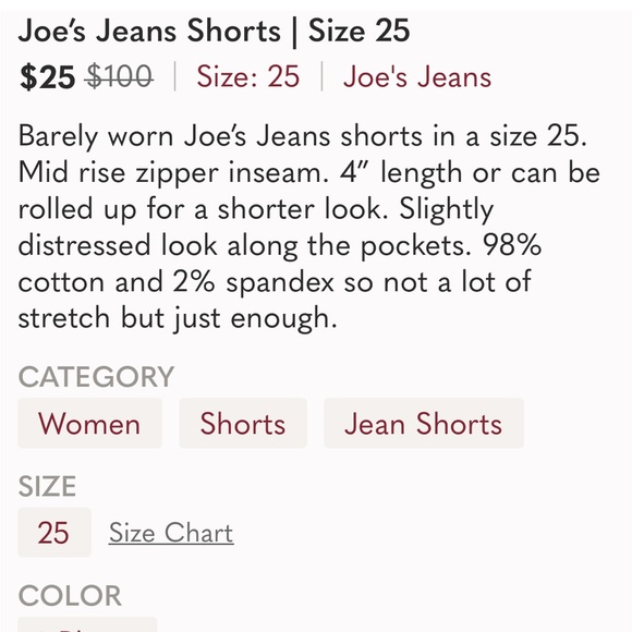 Joe’s Jean Shorts size 25 - Picture 4 of 7